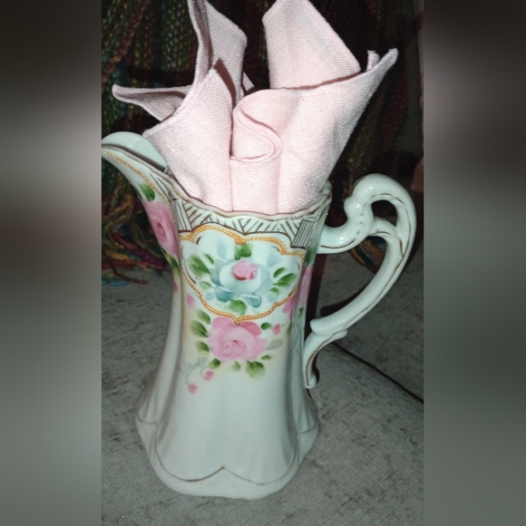 Floral Ceramic Pitcher with Pink Accents - Picture 1 of 1